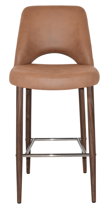 Stool Albury Side 750 Metal Light Walnut - Pelle/Benito