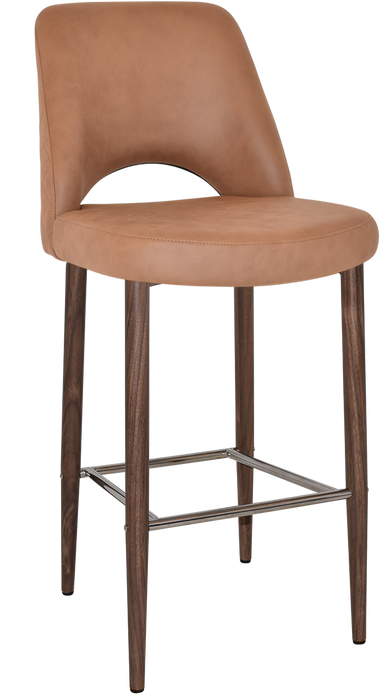 Stool Albury Side 750 Metal Light Walnut - Pelle/Benito