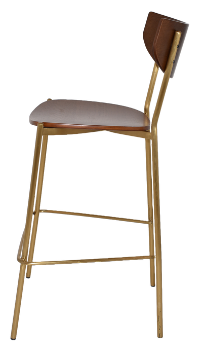 Stool Marco Brass - Light Walnut