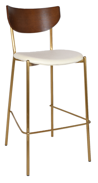 Stool Marco Brass - Light Walnut - Unupholstered