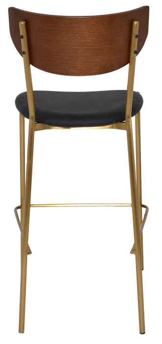 Stool Marco Brass - Light Walnut - Vinyl Black