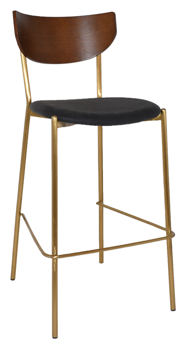 Stool Marco Brass - Light Walnut - Vinyl Black