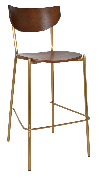 Stool Marco Brass - Light Walnut