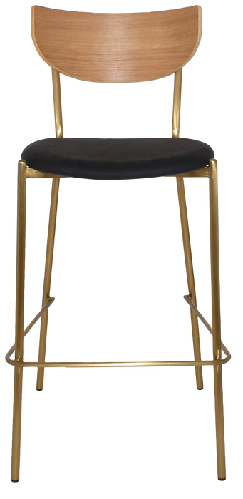 Stool Marco Brass - Natural - Vinyl Black