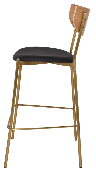 Stool Marco Brass - Natural - Vinyl Black