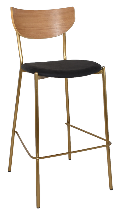 Stool Marco Brass - Natural - Vinyl Black