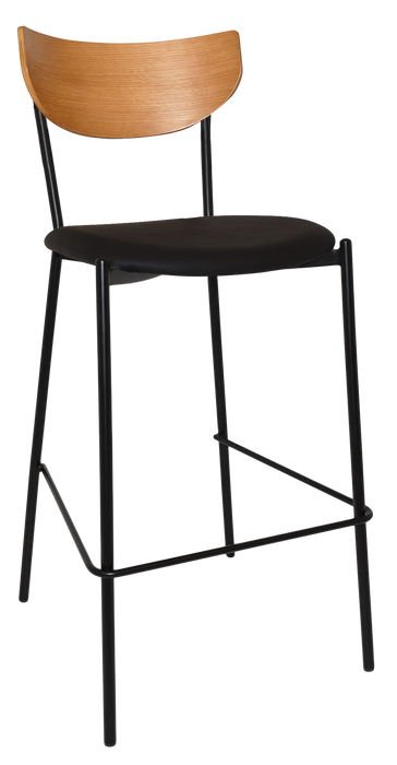 Stool Marco Black - Light Oak - Vinyl Black