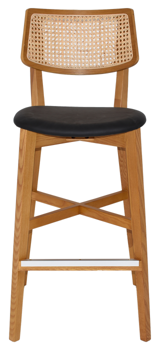 Stool Phoenix Rattan Light Oak - Vinyl Black