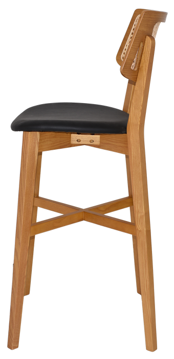 Stool Phoenix Rattan Light Oak - Vinyl Black