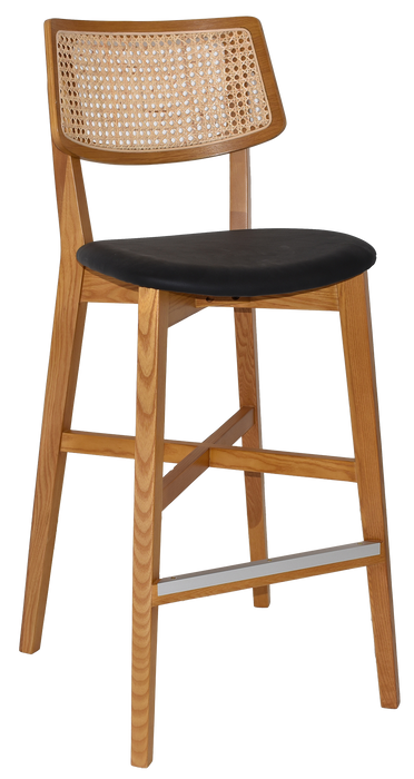 Stool Phoenix Rattan Light Oak - Vinyl Black