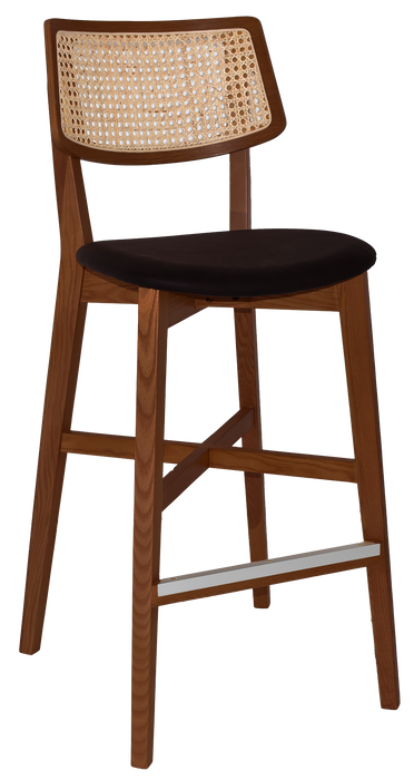 Stool Phoenix Rattan Light Walnut - Vinyl Black