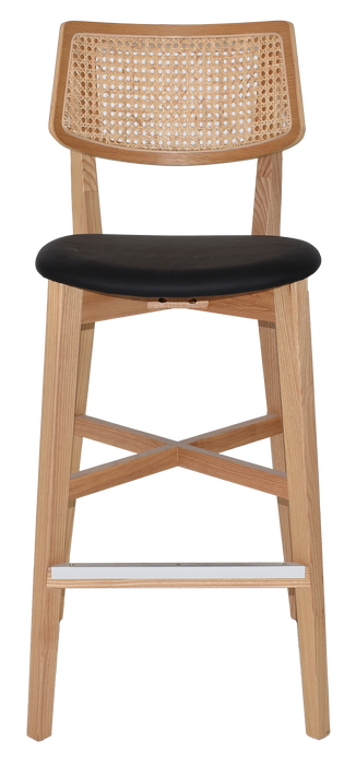 Stool Phoenix Rattan Natural - Vinyl Black