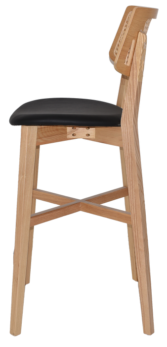 Stool Phoenix Rattan Natural - Vinyl Black