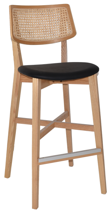 Stool Phoenix Rattan Natural - Vinyl Black