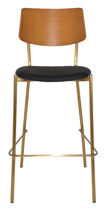 Stool Texas Brass - Light Oak - Vinyl Black