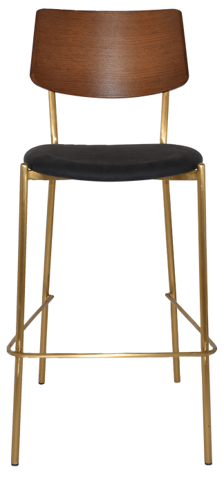 Stool Texas Brass - Light Walnut - Vinyl Black