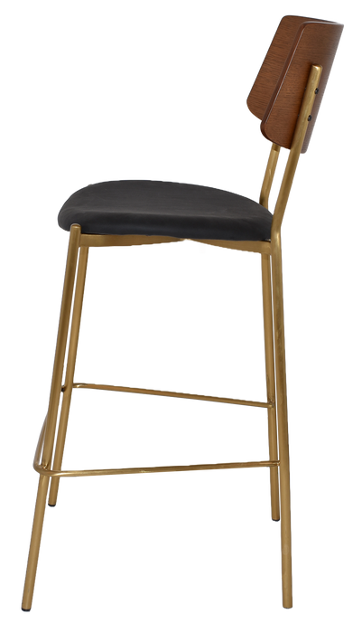 Stool Texas Brass - Light Walnut - Vinyl Black