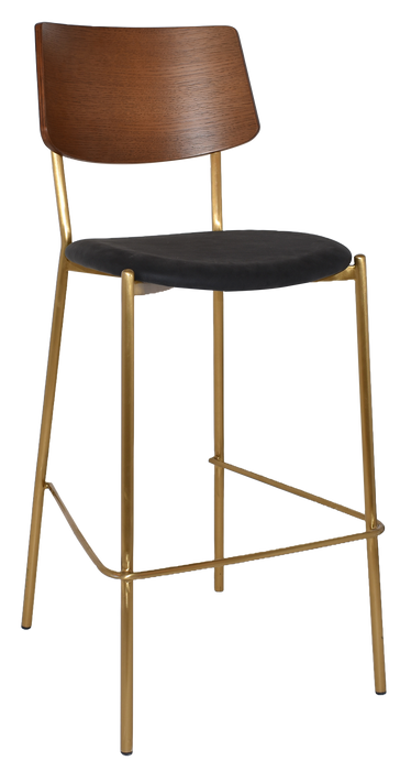 Stool Texas Brass - Light Walnut - Vinyl Black