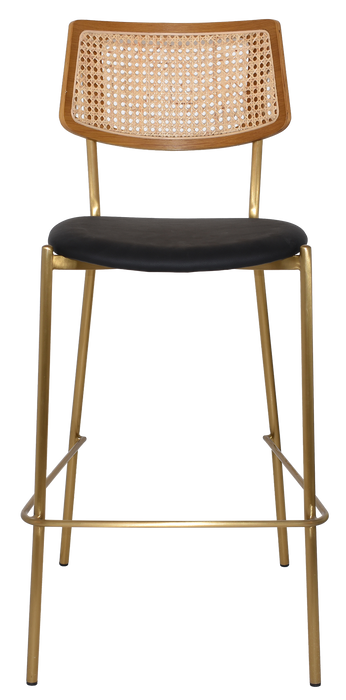 Stool Texas Brass - Rattan Light Oak - Vinyl Black