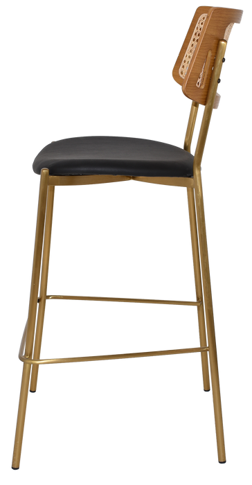 Stool Texas Brass - Rattan Light Oak - Vinyl Black