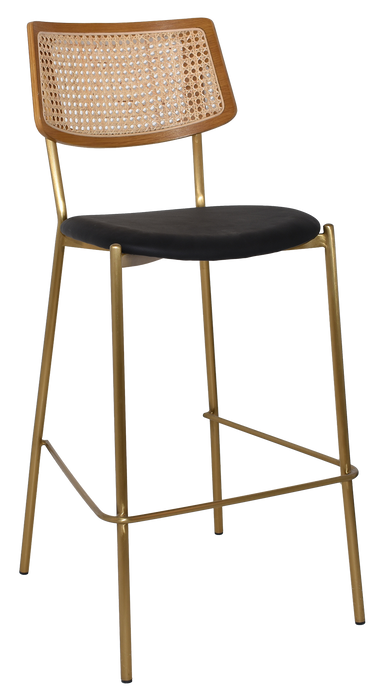 Stool Texas Brass - Rattan Light Oak - Vinyl Black