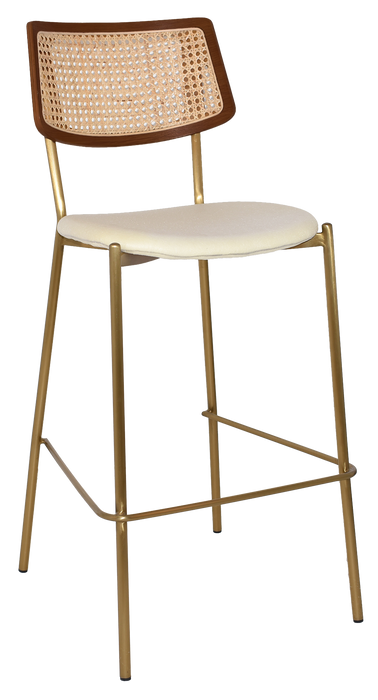 Stool Texas Brass - Rattan Light Walnut - Unupholstered