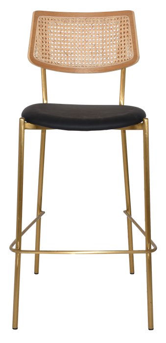 Stool Texas Brass - Rattan Natural - Vinyl Black