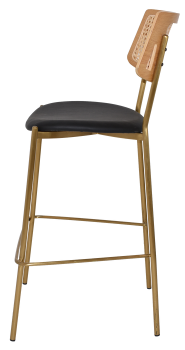 Stool Texas Brass - Rattan Natural - Vinyl Black