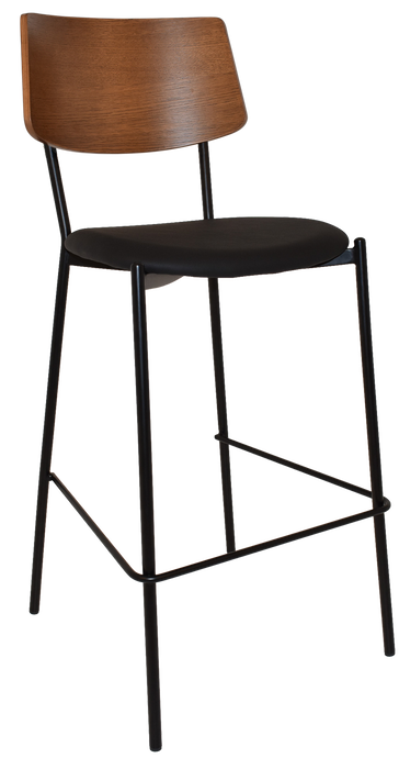 Stool Texas Black - Light Walnut - Vinyl Black