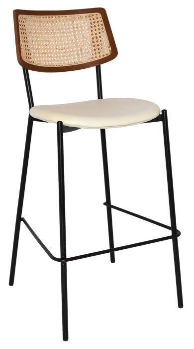 Stool Texas Black - Rattan Light Walnut - Unupholstered