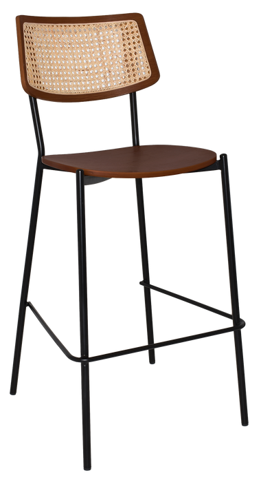 Stool Texas Black - Rattan Light Walnut