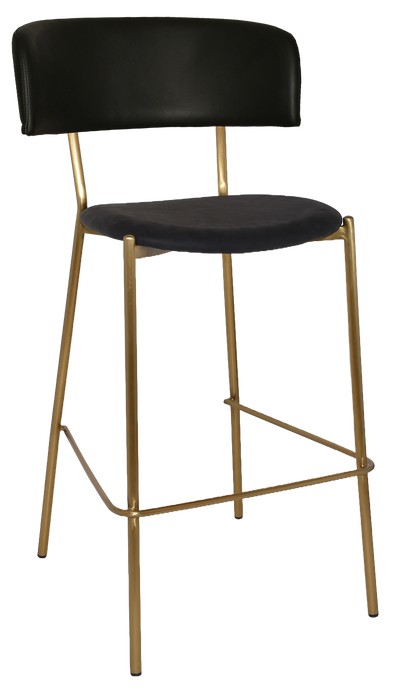 Stool Lugano Uph - Vinyl Black - Brass