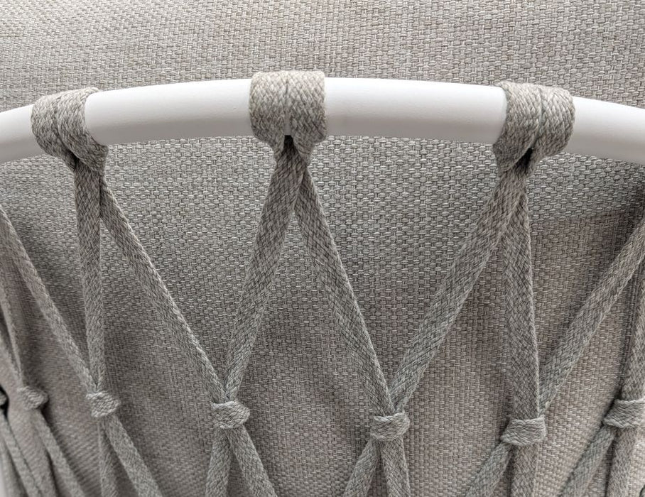 Kara Lounge Chair - Outdoor - Single - White - Sandy Grey Cushions, Fabric, Metal