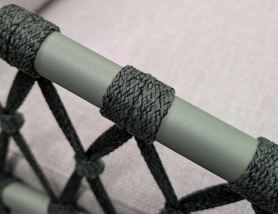 Kara Lounge Chair - Outdoor - Single - Eucalyptus Green - Sandy Grey Cushions