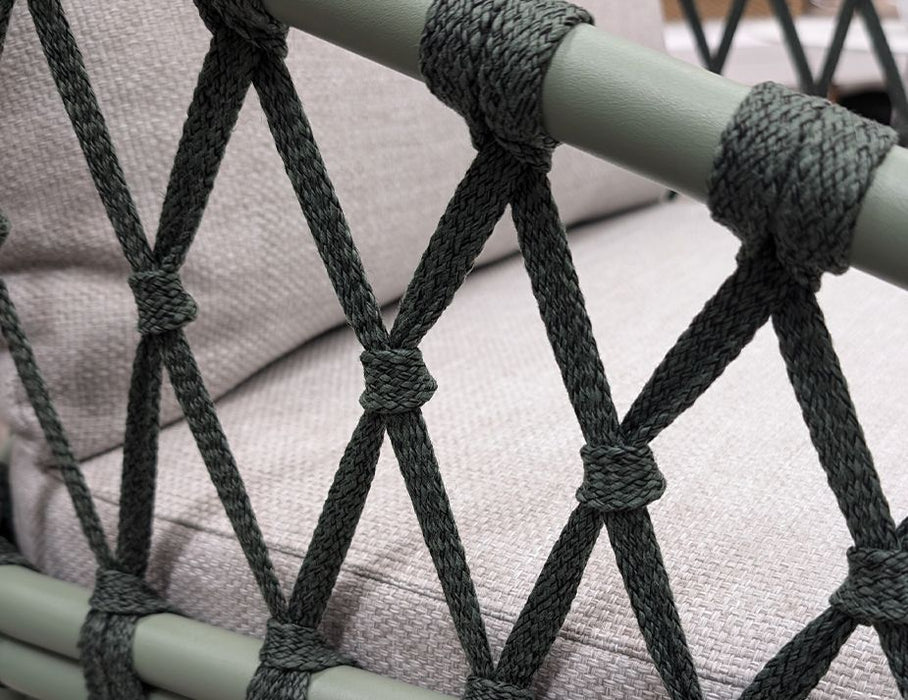 Kara Lounge Chair - Outdoor - Single - Eucalyptus Green - Sandy Grey Cushions