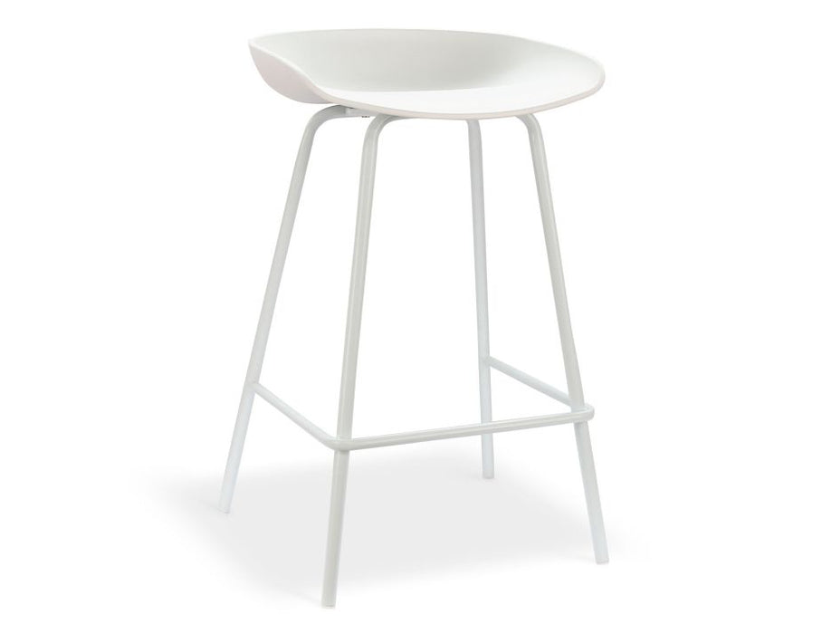 Kobe Stool - White Metal Legs - White Seat