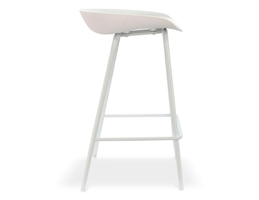 Kobe Stool - White Metal Legs - White Seat