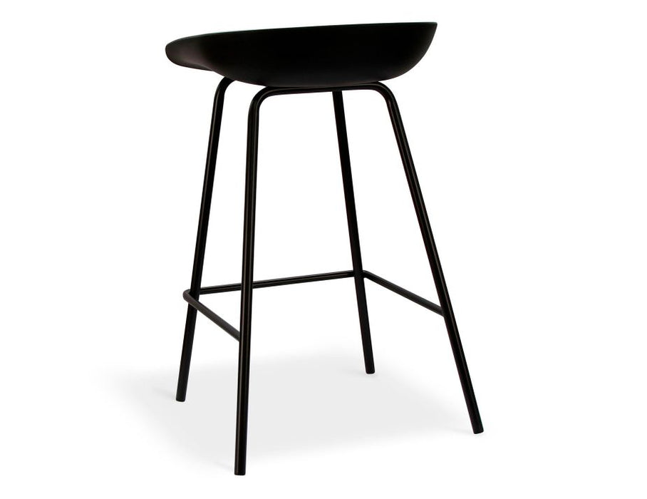 Kobe Stool - Black Metal Legs - Black Seat