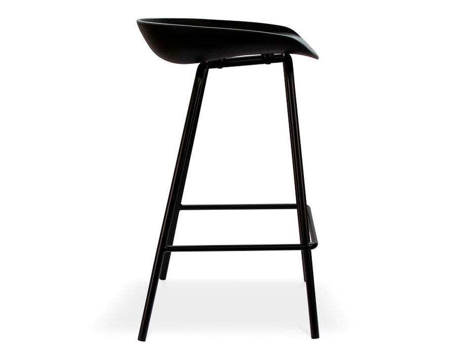 Kobe Stool - Black Metal Legs - Black Seat