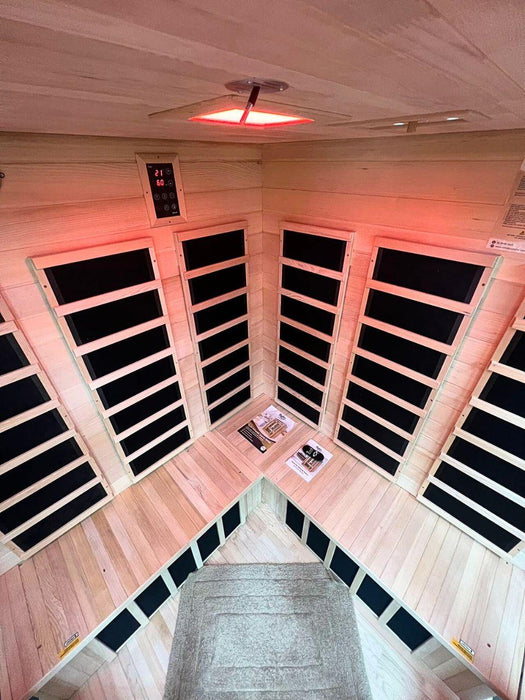 Kylin Low EMF L-shaped Corner Carbon Far Infrared Sauna 4 person - K8401/033LV