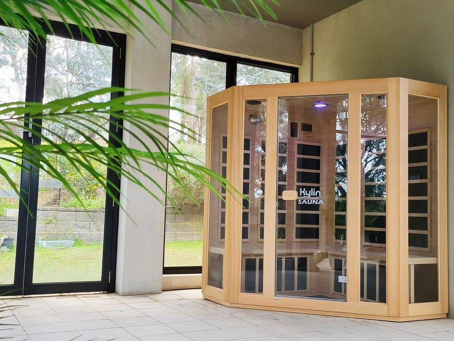 Kylin Low EMF L-shaped Corner Carbon Far Infrared Sauna 4 person - K8401/033LV