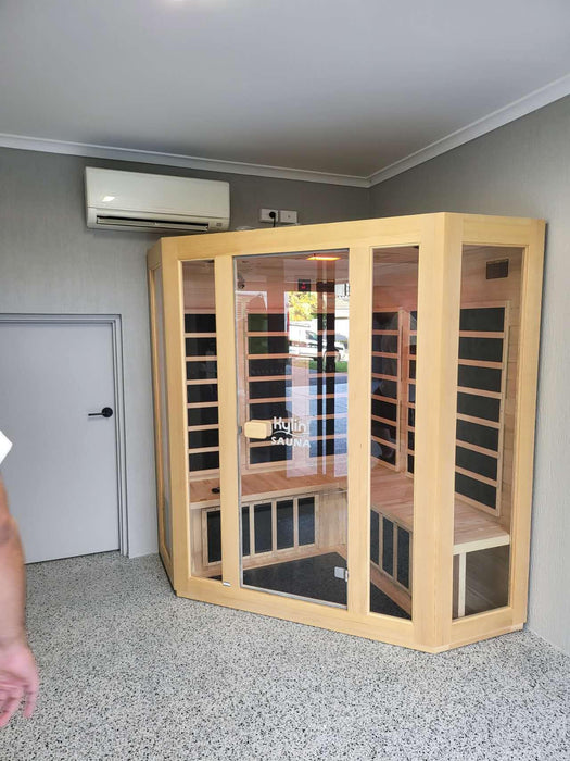 Kylin Low EMF L-shaped Corner Carbon Far Infrared Sauna 4 person - K8401/033LV