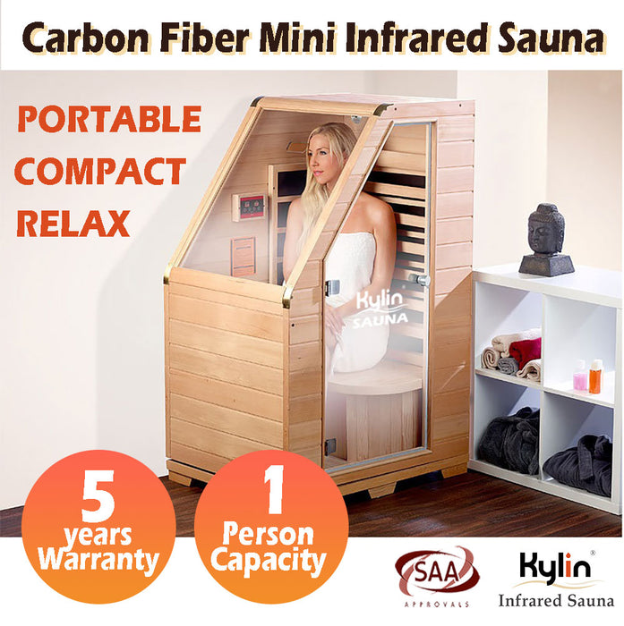 Kylin Compact Carbon Fibre Portable Sauna 1 Person Home Sauna Room KY-1D6