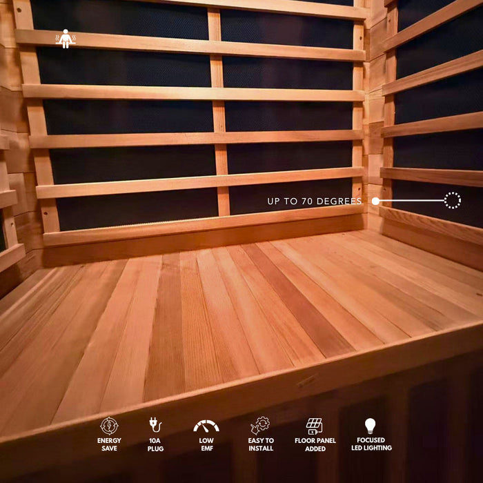 Kylin Low EMF Premium Cedar Infrared Sauna Room 2 Person H6204 (Floor Heater included)