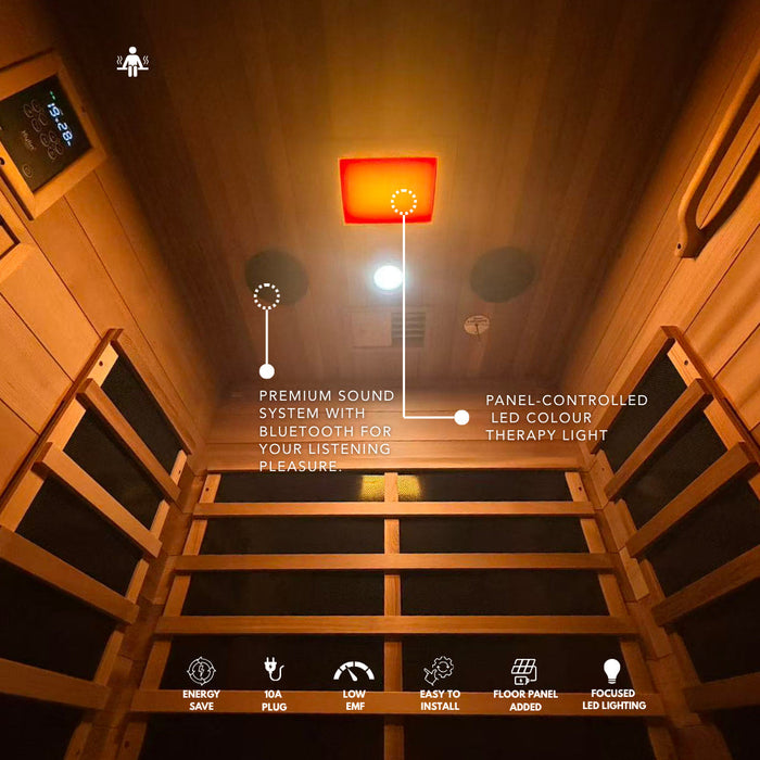 Kylin Low EMF Premium Cedar Infrared Sauna Room 1 Person H6104 (Floor Heater included)