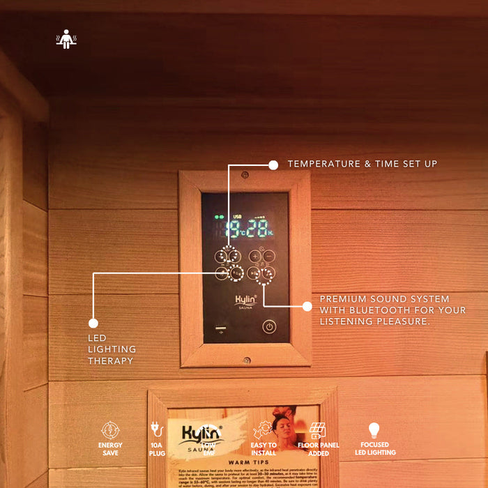 Kylin Low EMF Premium Cedar Infrared Sauna Room 4 Person H6404 (Floor Heater included)