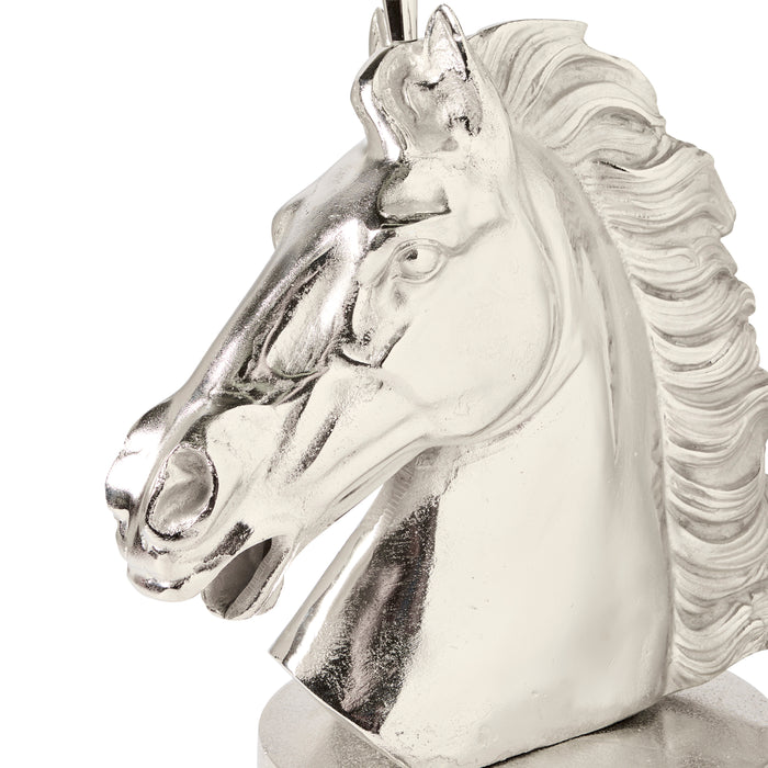 Horse Head Table Lamp, Silver - 50cm H