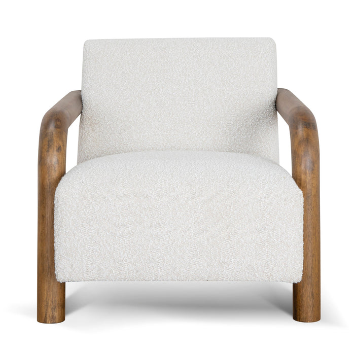 CLC10145-MY Off White Boucle Armchair - Walnut