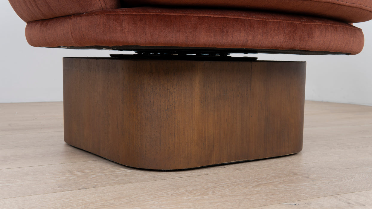 Odin Fabric Swivel Armchair - Soft Rust