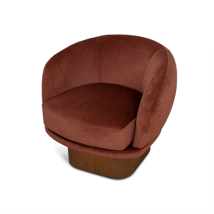 Odin Fabric Swivel Armchair - Soft Rust